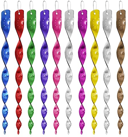 AYNKH 10PCS Reflective Bird Deterrent Rods, 30cm Colorful Hanging 360 Degree Wind Spiral Scare Rods, Keep Birds Away From Your Home, Garden, Patio