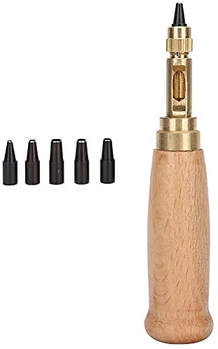 Dekaim Set punteruolo in pelle, strumento per rilegatura di libri con perforatore a vite regolabile da 6 pezzi, perforatore per carta, perforatore artigianale per perforare cinture in pelle