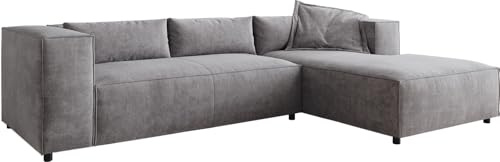 Canapé-d'angle Brom Microfibre Gris 260 x 175 cm Recamière à Droite