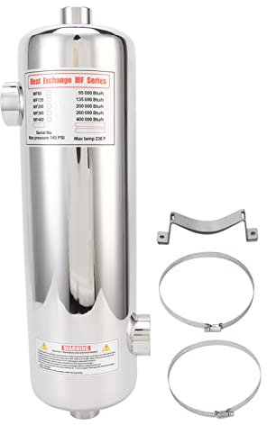 Natudeco Échangeur De Chaleur De Piscine 60 KW, Thermostat Spa, Chauffage Cyclique, échangeur De Chaleur De Piscine en Acier Inoxydable pour Spas, Piscines Et Spas