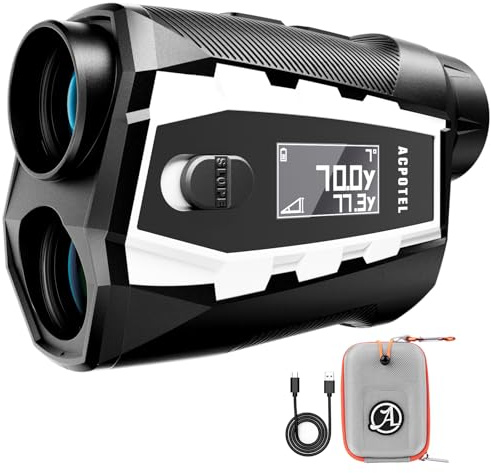 ACPOTELGolf Rangefinder with Slope - 1000 Yards Laser Range Finder with External Side Display, 6X Magnification 0.1s Flag Pole Locking Vibration Magnetic USB C Rechargeable