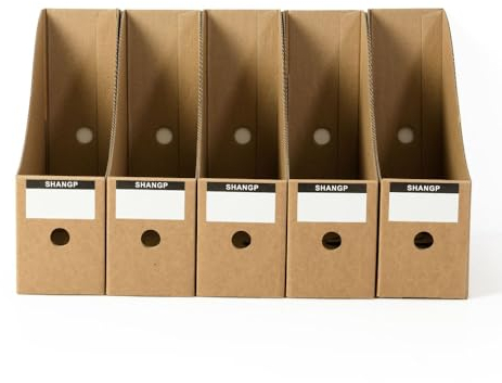 KINOEHOO 5 Stück Klappbar Stehsammler Zeitschriftensammler aus Kraftpapier A4 Pappe Zeitschriftenhalter für Datei Ordner Schreibwaren Bürobedarf Organizer Funktionale Büroorganisation.