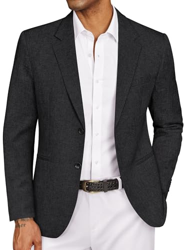 COOFANDY Veste pour homme - Style sportif - Décontracté - Loisir - Moderne - Costume - Coupe regular - 2 boutons - Veste de costume d'affaires, Noir , XL