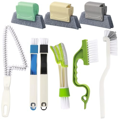 LHOEST Bosse de Nettoyage Rainure Fenetre 9 Pièces Brosse Rainure Fenêtre Outils de Nettoyage pour Rainures Brosse Fente Multifonction Brosse de Nettoyage Petite pour Stores Porte Coulissante