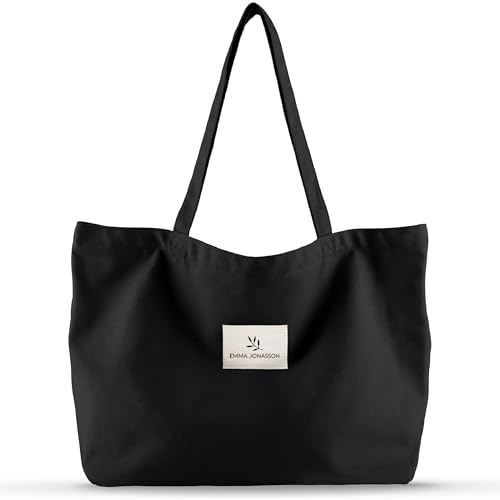 Emma Jonasson Borsa Tote Donna - Borsa in Tessuto con Chiusura a Zip e Tasca Interna - Borsa in Tela Donna - Borsa Estetica in Cotone - Borsa Tote in Tela - Borsa per la Spesa - Borsa a Spalla, Large