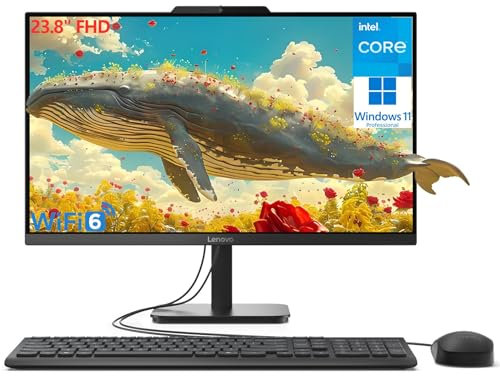 Lenovo 24 23.8 FHD All-in-One Desktop Computer per Home Office, Processore Intel 8-Core (Beat i5-1140g7), 32gb Ddr4 Ram, 1TB Pcie Ssd, WiFi 6, Bluetooth, Business Aio, Windows 11 Pro, Vent-Hear