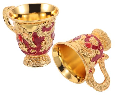 POPETPOP 2piezas Cáliz Vintage Patrón De Flores Relieve De Copas Decorativas Para Fiestas y Banquetes Para Uso Diario y Eventos Elegantes