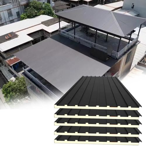 Corrugated Roofing Sheets, Roofing Sheets Aluminum Alloy Pergola Tin Roof Panels, 1pc/ 2pcs/ 5 Pcs Insulated Roofing Cladding Board, Outdoor DIY Corrugated Metal Sheets, Customizable(Gray,5P