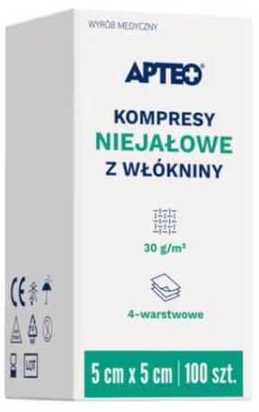 Vlieskompressen unsteril 5 x 5 cm – 100 Stück – Medizinprodukt zur Sterilisation – weiche, saugfähige Wundauflagen aus Vliesstoff – für empfindliche Haut, rezeptfrei. Enthält MiL4 Untersetzer