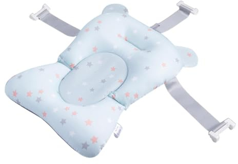 Almohada antideslizante para el baño del bebé, cómodo apoyo ajustable para la cabeza y el cuello, cinturón de seguridad seguro de puntos, cojín de conducción ligero para bebés, cuna perfecta para