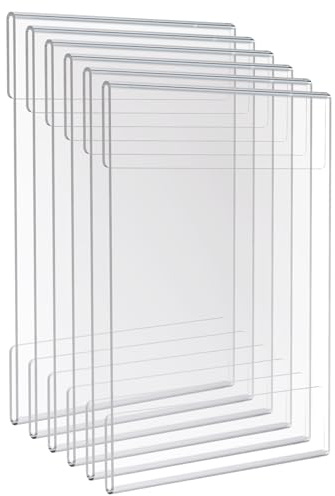 ZASIMO 8.5x11 Clear Acrylic Plexi Sign Holders with Double Sided Adhesive Tape, Wall Sign Memo Document Menu Holder for Office, Home, Store, Restaurant-No Drilling (6 Pack)