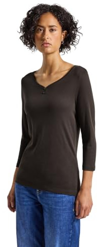 Street One Camisa básica para Mujer, 3227964, con Detalle de botón, Color marrón Tostado Profundo, Talla 12