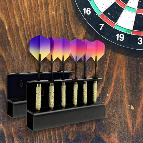 HomeVortex vAcrylic 0293-1 - Juego de soporte para dardos de pared para 12 dardos, acabado negro mate, organizador para punta de acero y dardos de punta suave en sala de juegos