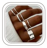 Chriscoco 7 Pièces Bague Femme Réglables Empilable Ouvert Bagues Argent Or | Plaqués Or 14K Bague,Réglables Ouvert,Chunky Bagues de Pouce,Minimalistes Alliance Promesse Bagues,Fiançailles Bijoux Femme