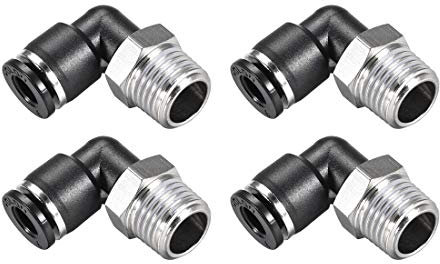 sourcing map Raccord de tube coudé mâle 6 mm OD X 1/4 NPT filetage pneumatique Air Push Fit 4 pièces