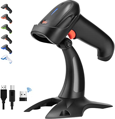 Tera Pro kabelloser 2D-Barcode-Scanner, Bluetooth, QR-Code-Leser mit Ständer, 2.200 mAh, schnelles und präzises Scannen, HW0002