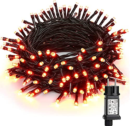 BrizLabs Orange Herbst Dekoration Lichterkette, 20M 200 LED Halloween Lichterketten Garten Strom 8 Modi Wasserdicht Innen Außen Weihnachtsdeko Beleuchtung für Erntedankfest Geburtstag Hochzeit Party