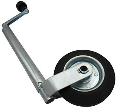 Jockey Wheel with Steel Rim 34MM (Trailer Caravan Guide Metal Heavy Duty Rubber)