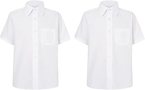 Minni Rossa Men's White Dress Shirt Non Iron Pack of Two Half Sleeve Button Down Regular Fit (as8, Neck, 17_Point_5, Regular, Regular, Standard, White, 17.5)