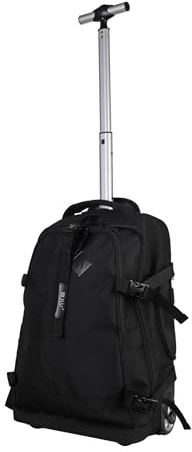 JLY Premium Rolling Travel Backpack with Wheels Lightweight Cabin Bag for Men and Women Splash Resistant Nylon Rucksack with Laptop Compartment Lockable Zippers and Complimentary Number Lock