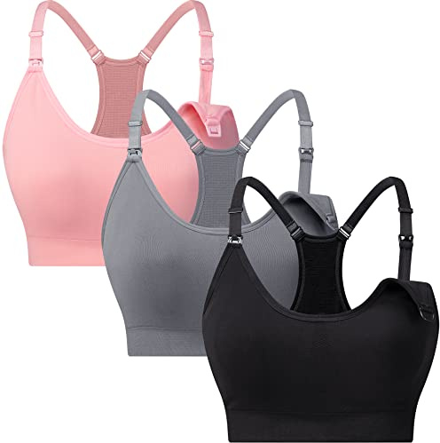 Suekaphin Nursing Sports Bra for Women,Pregnancy Workout Bras,Maternity Sports Bra,Sports Nursing Bralette for Large Breasts,ND,3XLarge