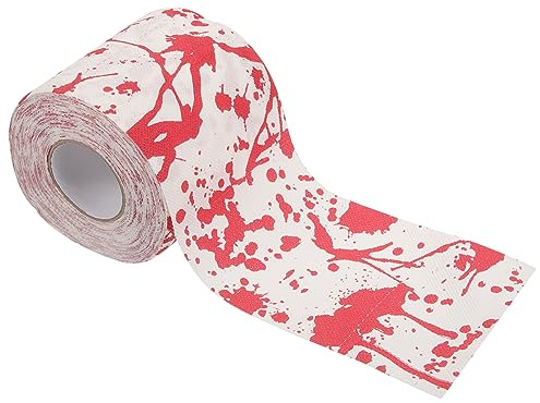 ABOOFAN Rotolo di Carta Igienica Rossa per Halloween Stampa Macchie di Sangue, Decorazione in Carta per Feste e Bagno in Casa o Ufficio