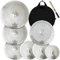 ULUOBO Becken mit geringem Volumen, leises Becken-Set für Schlagzeugerübungen, 25,4 cm Splash + 35,6 cm Hihat + 40,6 cm Crash + 45,7 cm Crash + 45,7 cm China + 50,8 cm Ride, Silber