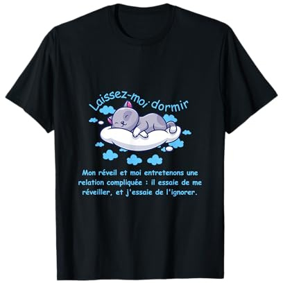 Chemise de Nuit Pyjama Chat Nuage Sommeil T-Shirt