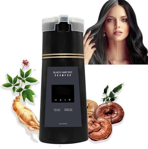 Mrettick Hår-Instant-Dye-schampo, svart hårfärgningsschampo, naturligt hårfärgshampo för grått hår, långvarig (svart)