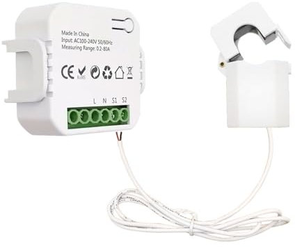 Tuya ZigBee Single Phase Clamp 80A Energy Meter Mobilephone APP Control Current Transformer Electricity Statistics Monitor Home Automation Device Compatible with Home for Voice Control