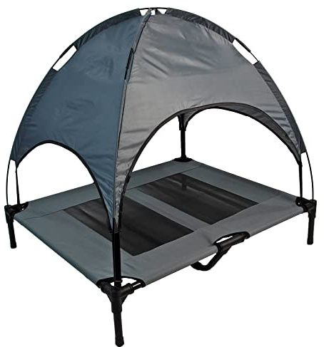 Actiaspet - Elevated Dog Bed with Canopy (Grey, Large)
