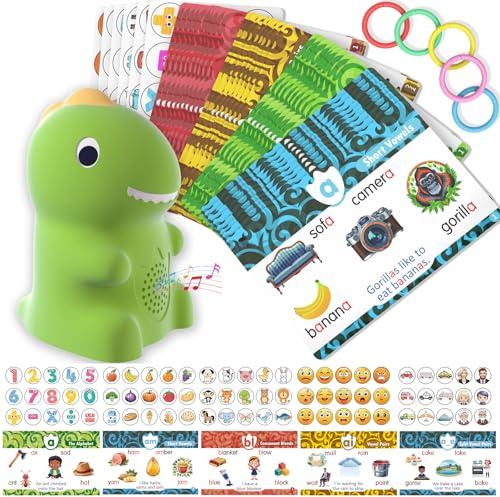 HOMESTEC Juguete Educativo Interactivo, Tarjetas de Fonética Inglesa con Voz, Pegatinas Temáticas, Aprendizaje de Idiomas para Niños 1 2 3 4 5 6 Años