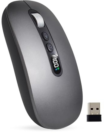DragoBud AI Wireless Mouse with Voice-to-Text & 200+ Language Translator, Bluetooth 5.0 Wireless Silent Mouse for MacBook/PC/Laptop,USB-C Rechargeable, Smart AI Writing for Office & Meetings