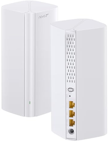 Tenda Nova ME3 Pro 7 Sistema WiFi Mesh - BE3600 Dual Band (2.4GHz: 688Mbps, 5GHz: 2882Mbps), copertura per 2-3 camere da letto - 3 porte Gigabit per unità, NFC, WPA3, confezione da 2