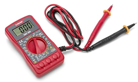 Velamp Multimètre numérique compact DMT500 - Testeur électrique AC/DC avec test diode, résistance et piles - Écran LCD, sondes incluses, portable et facile à utiliser