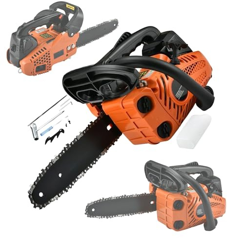 Motosega a scoppio 52 CC, per potatura alberi, con BARRA 25cm, potenza 3,9CV, Leggera per uso ad una mano, Potente, Affidabile, Taglio Preciso, Ideale per Taglio Legna, Potatura