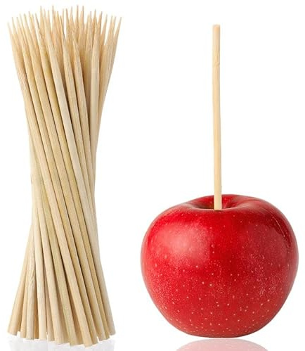 Nogeqi 100 Stück Holzspieße 20cm x 4mm Holz Schaschlikspieße Natürliche Bambusstäbe Holz Zahnstocher Holzstab Cocktailspieße, Spiesse Für Snacks Fingerfood für Party Camping Küche