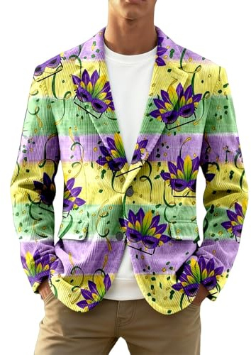 Blazer Uomo Casual Giacca in Corduroy con Paillettes Glitter per Uomo per Occasioni Speciali, Feste e Serate