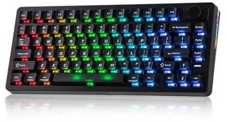 EPOMAKER HE75 V2 Tastiera Gaming a Effetto Hall, 8K Polling e 0.1ms, 8000mAh e 2.4GHz/BT, Hot Swap, Attuazione Regolabile da 0.005mm, Trigger Rapido, Creamy e Thocky (Nero, Creamy Jade Switch)