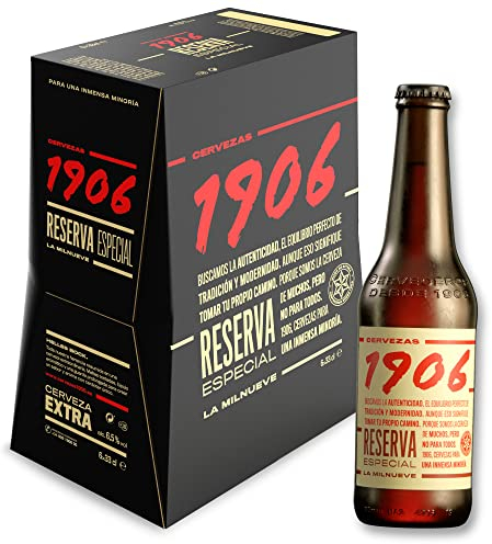 1906 Reserva Especial - Cerveza Lager Extra, Pack de 6 Botellas x 33 cl, Sabor Amargo y Aroma Tostado, Galardonada Internacionalmente, 6,5% Volumen de Alcohol