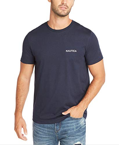 Nautica Men's Short Sleeve Crew Neck T-Shirt, Navy Solid, Medium