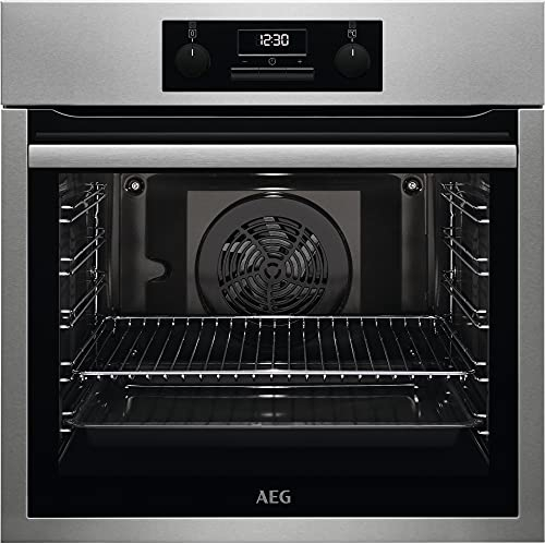 AEG BES331111M Forno multifunzione con funzione di pulizia AquaClean, 9 funzioni, cottura uniforme, ventilatore XXL, orologio elettronico + comandi, anti-impronte, vassoio XXL, inox, classe A, 72