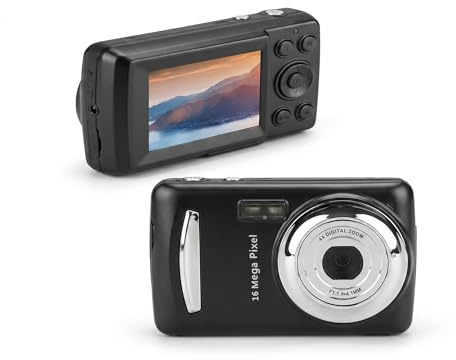 Mini fotocamera digitale, 720P HD 2.4 Schermo LCD 4X Zoom digitale 16MP 30fps Videocamera Videocamera Supporto TF Card per bambini dei bambini(Nero)