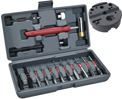 W WIREGEAR Punch Set, Steel Roll Pin Punch Set, Punch Tool, Pin Punches with 4 Interchangeable Face Hammer, Made of High-Quality Material, Mechanical Repair Tool with Bench Block and Storage Case