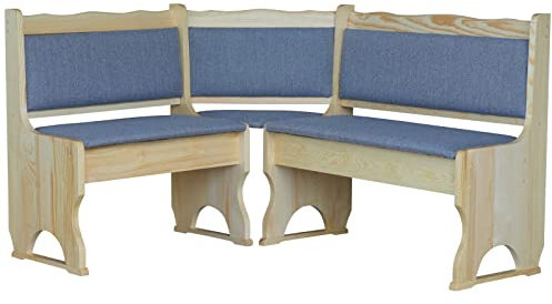 k koma Banco esquinero de pino lacado con acolchado de madera maciza, gris claro (100 x 160)