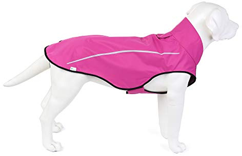 Mile High Life Hunderegenmantel Einstellbare wasserdichte Haustierkleidung Leichte Regenjacke mit reflektierendem Streifen Einfacher Einstiegsverschluss (XS,Pink)