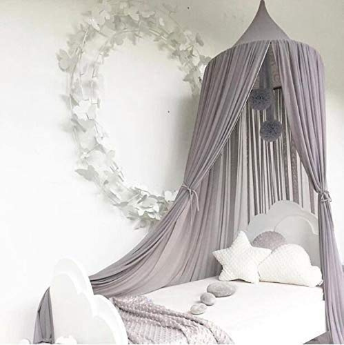 Bed Canopy for Children, Princess Mosqutio Net, Bedroom Decoration for Baby, Perfect for Christmas New Year (Chiffon,Grey)