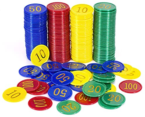 Lot de 160 jetons de poker en plastique avec boîte de rangement, les jeux de blackjack ou de roulette, les fêtes de casino (160 pièces)