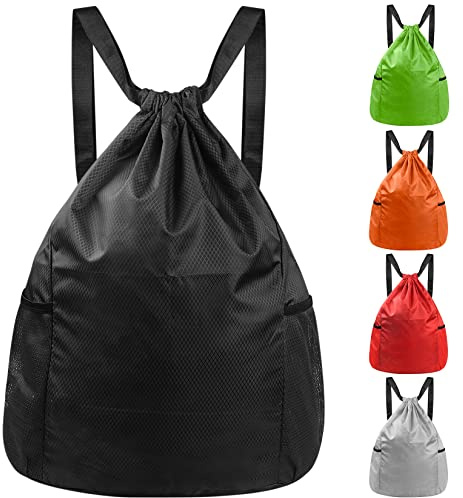 HexinYigjly Sacca de Sportiva con Coulisse, Sacca Sportiva Palestra, Borsa Coulisse Impermeabile, Zaino Palestra per Piscina Viaggio Yoga, Bambina Ragazzo - Nero