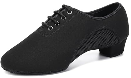 SWDZM Men&Women Ballroom Dance Shoes Closed Toe Latin Salsa Practice Dancer Modern Performance Dancing Shoes,Black,9 US